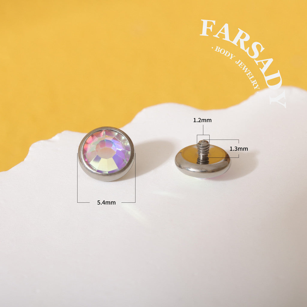 Opal Chroma - F136 Titanium Colorful CZ Replacement Tops / Fits 14G Internal Thread Belly Button Ring
