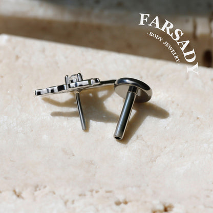 Wisp Moth - 925 Silver Threadless Stud / Fits Cartilage Helix Tragus Lobe Piercing