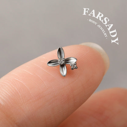 Petal Whisper - F136 Titanium Internally Threaded Stud / Fits Cartilage Helix Tragus Lobe Nostril Piercing