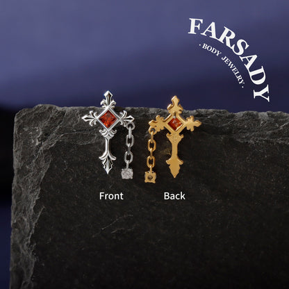 Crimson Creed - 925 Silver Threadless Stud / Fits Cartilage Helix Tragus Lobe Earring