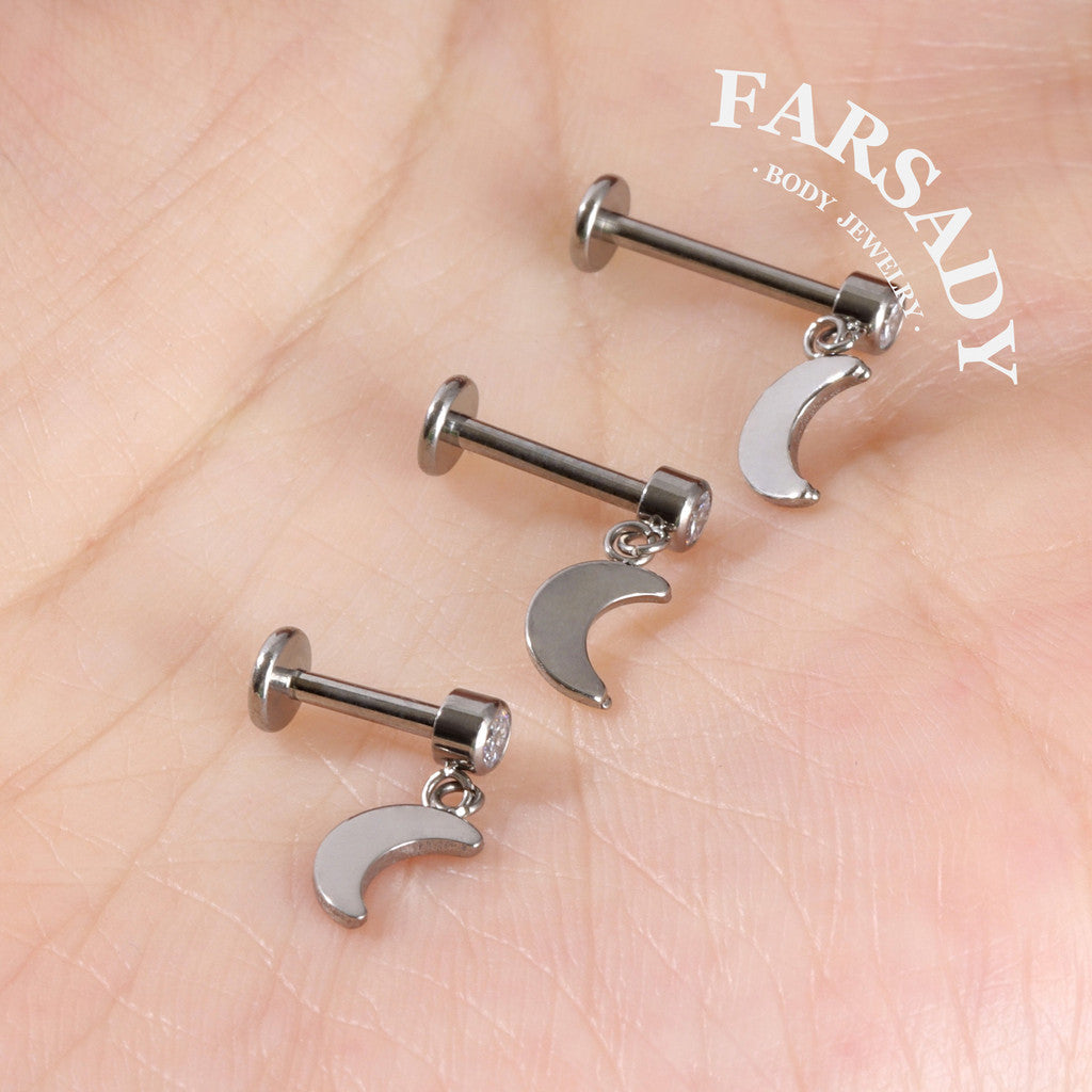 Moon Whisper - F136 Titanium Internally Threaded Stud / Fits Cartilage Helix Tragus Lobe Piercing