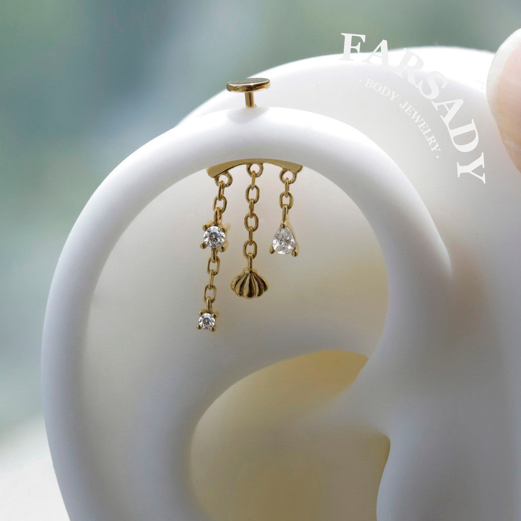 Lunar Shell - Sterling Silver Push In Stud