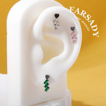 Zigzag Glacier Crystal - F136 Titanium Colorful CZ Dangle Charm / Interchangeable Hoop Earring Pendant for Helix Daith Cartilage Piercing