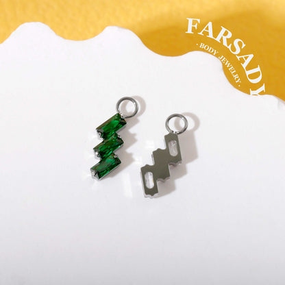 Zigzag Glacier Crystal - F136 Titanium Colorful CZ Dangle Charm / Interchangeable Hoop Earring Pendant for Helix Daith Cartilage Piercing
