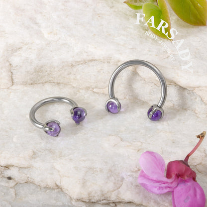 Violet Arc - F136 Titanium Internally Threaded Curved Barbell Ring / Fits 16G Septum Ring Helix Conch Daith Earring