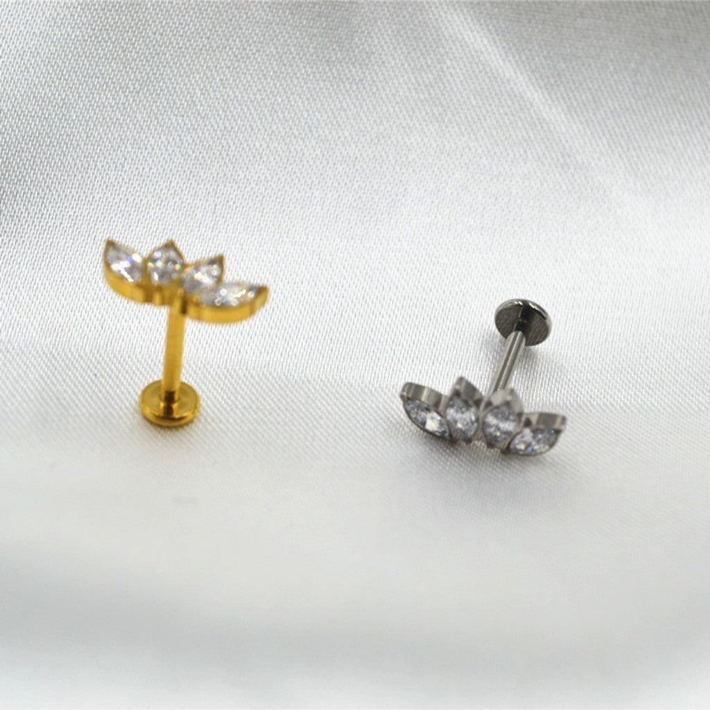Lotus Bloom - F136 Titanium Internally Threaded Stud / Fits Cartilage Helix Tragus Lobe Nostril Piercing