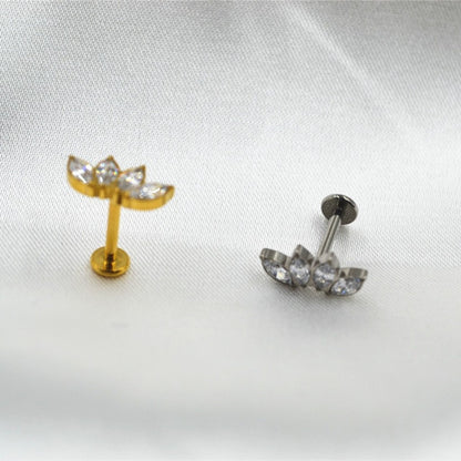 Lotus Bloom - F136 Titanium Internally Threaded Stud / Fits Cartilage Helix Tragus Lobe Nostril Piercing