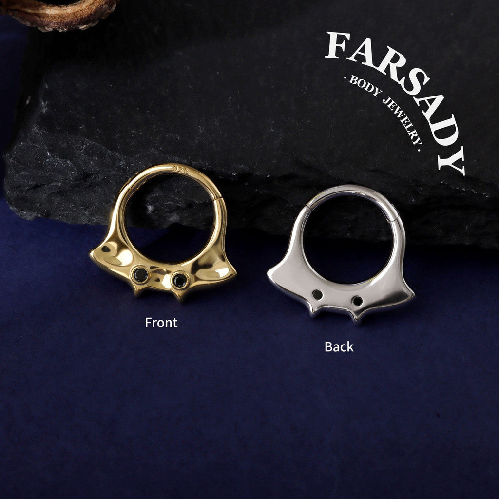 16G Manta Ray Septum Ring| Sterling Silver Daith ewelry 8mm| Original Design Septum Clicker| Gold Helix Piercing| Gothic Halloween Jewelry