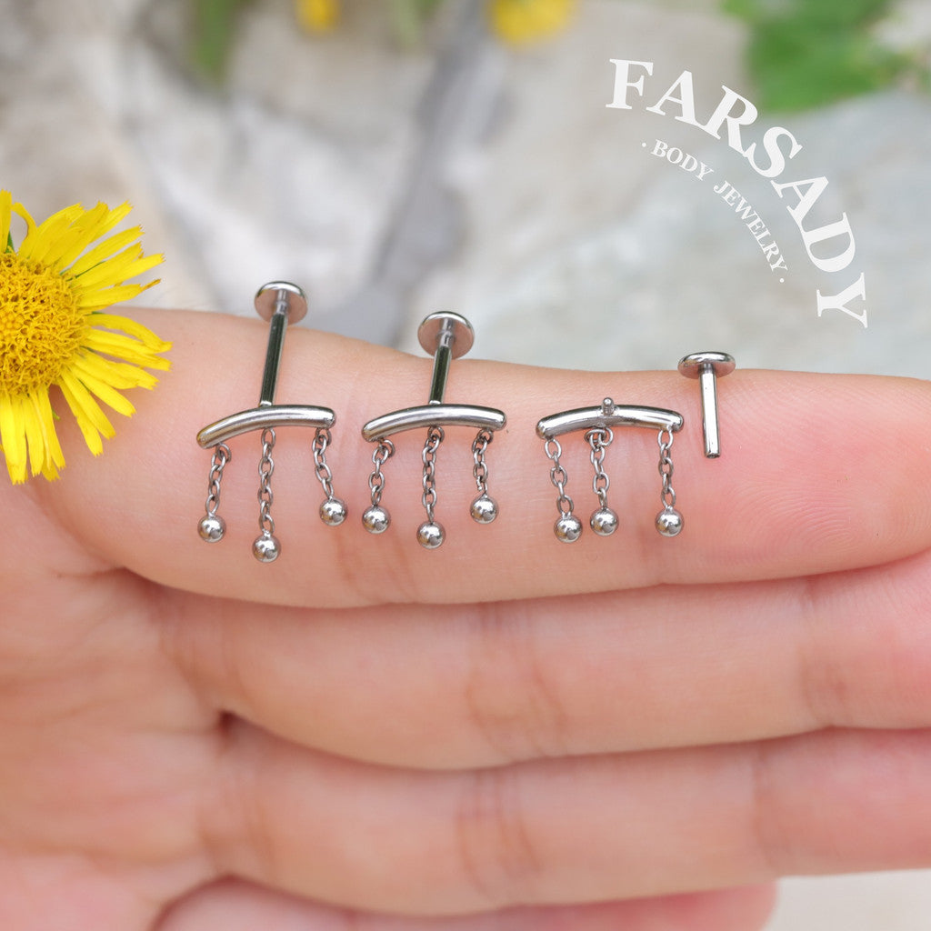 16G 18G Titanium Mini Ball Dangle Stud Earring | Internal Threaded 5mm 6mm 8mm 10mm Post | Helix Tragus  Piercing Jewelry | Easy Insert & Remove Daily Wear with Gift Box