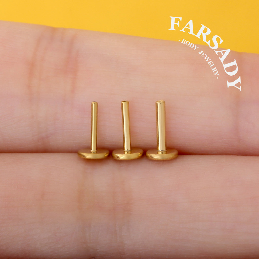 THREADLESS Post Replacement Silver 20G 18G 16G 5/6/8/10mm, Push-In Flat Back/helix/conch/tragus/nose stud, Piercing Jewelry Components