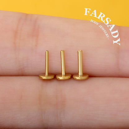 THREADLESS Post Replacement Silver 20G 18G 16G 5/6/8/10mm, Push-In Flat Back/helix/conch/tragus/nose stud, Piercing Jewelry Components