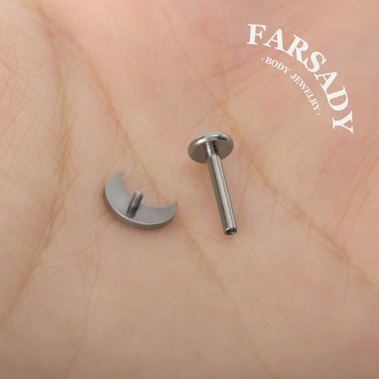 Crescent Hush - F136 Titanium Internally Threaded Stud / Fits Cartilage Helix Tragus Lobe Nostril Piercing
