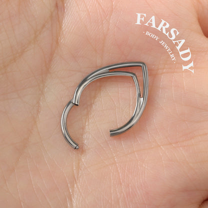 Dual Teardr - ASTM F136 Titanium Hinged Clicker Hoop / Fits 16G Septum Ring Helix Conch Cartilage Earring