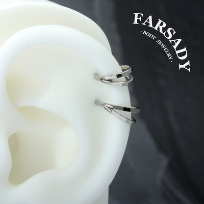 Twin Facet - F136 Titanium Hinged Clicker Hoop / Fits 16G Septum Ring Helix Conch Cartilage Earring