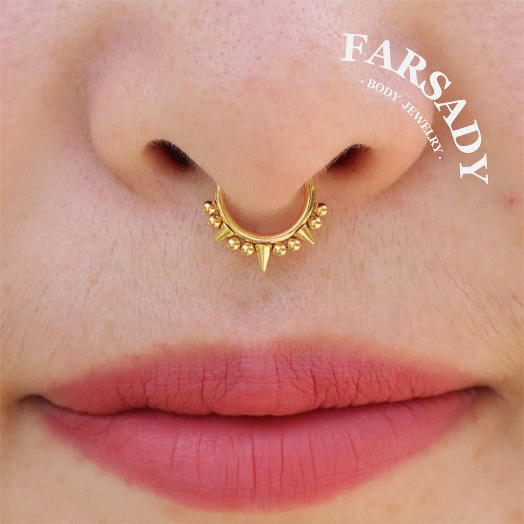 16G Titanium Spike Septum Ring, 8mm 10mm Silver Helix Hoop Earring, Gold Conch Ring Clicker, Hinged Earrings, Gothic Piercing Jewelry