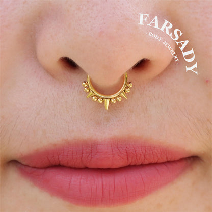 16G Titanium Spike Septum Ring, 8mm 10mm Silver Helix Hoop Earring, Gold Conch Ring Clicker, Hinged Earrings, Gothic Piercing Jewelry