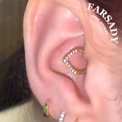 V Spark - ASTM F136 Titanium Hinged Clicker Hoop / Fits 16G Septum Ring Helix Conch Cartilage Earring / Waterproof Piercing Jewelry for Daily Wear & Sensitive Skin