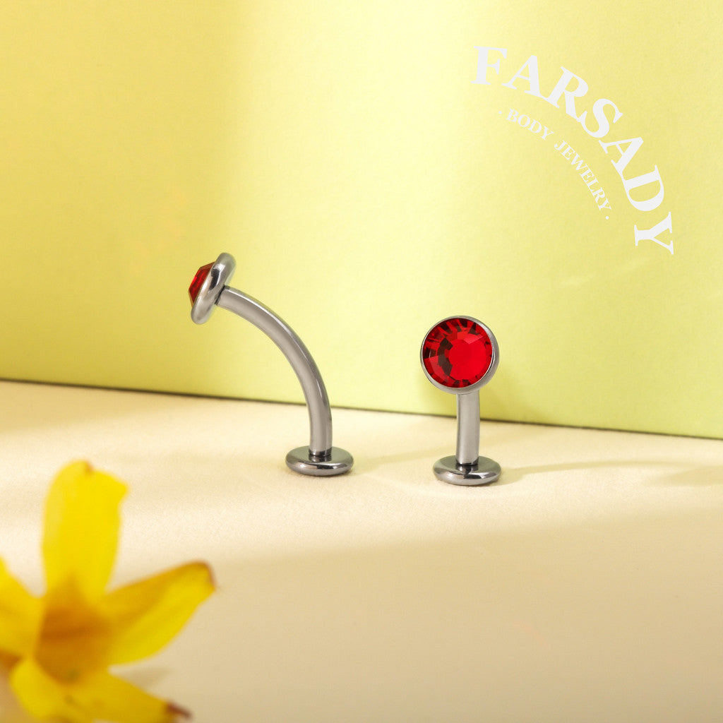 14G Titanium Red CZ Floating Belly Button Ring 6/8/10/12/14mm Internally Threaded Navel Ring Waterproof Body Piercing Daily Wear Gift for Her