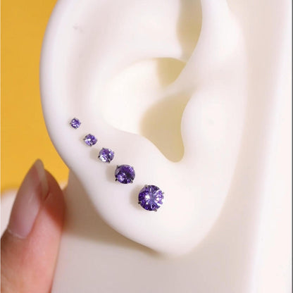 Titanium Push Pin Top with 5A Cubic Zirconia in 2/2.5/3/4/5mm| Fits 16G/18G/20G Threadless Base| helix tragus conch nose lip flat back stud