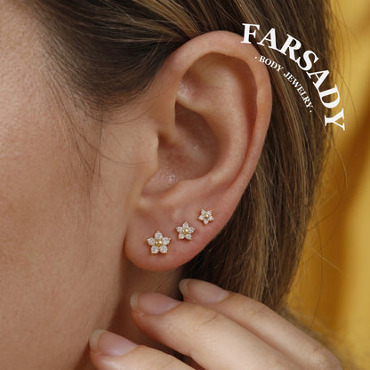 Petal Spark - F136 Titanium Replacement Tops / Fits Internal Thread Ear Studs