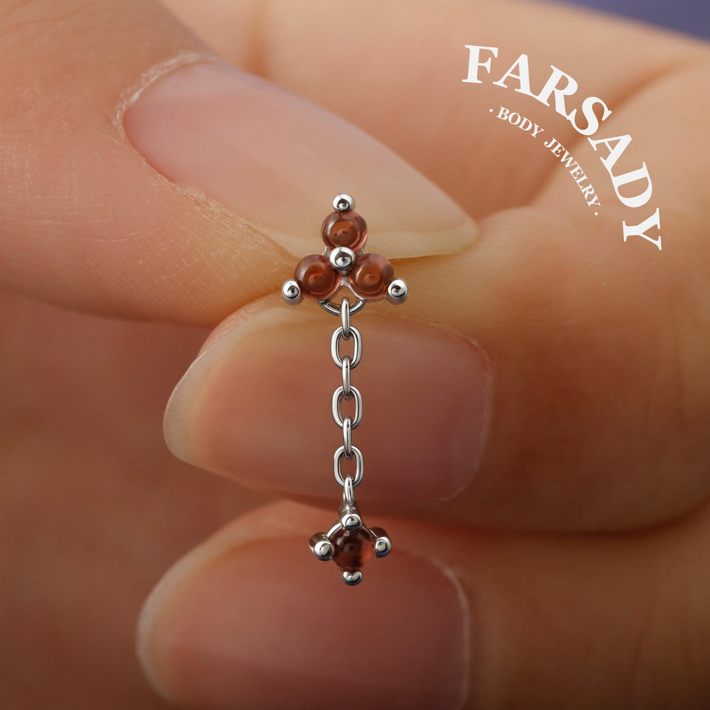 Crimson Drop - 925 Silver Threadless Stud / Fits Cartilage Helix Tragus Lobe Earring