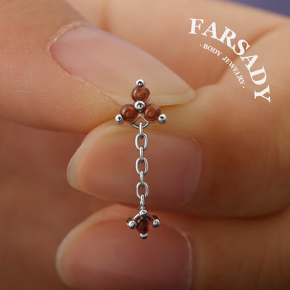 Crimson Drop - 925 Silver Threadless Stud / Fits Cartilage Helix Tragus Lobe Earring
