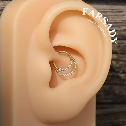 Dual Halo - ASTM F136 Titanium Hinged Clicker Hoop / Fits 16G Septum Ring Helix Conch Cartilage Earring