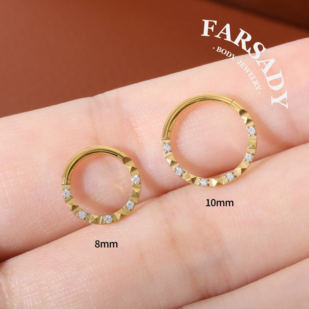 Sun Crest - ASTM F136 Titanium Hinged Clicker Hoop / Fits 16G Septum Ring Helix Conch Cartilage Earring