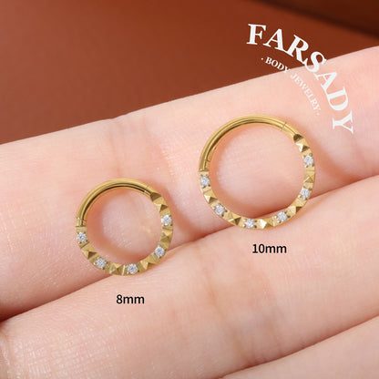 Sun Crest - ASTM F136 Titanium Hinged Clicker Hoop / Fits 16G Septum Ring Helix Conch Cartilage Earring