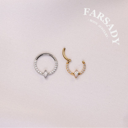 Marquise Arc - ASTM F136 Titanium Hinged Clicker Hoop / Fits 16G Septum Ring Helix Conch Cartilage Earring