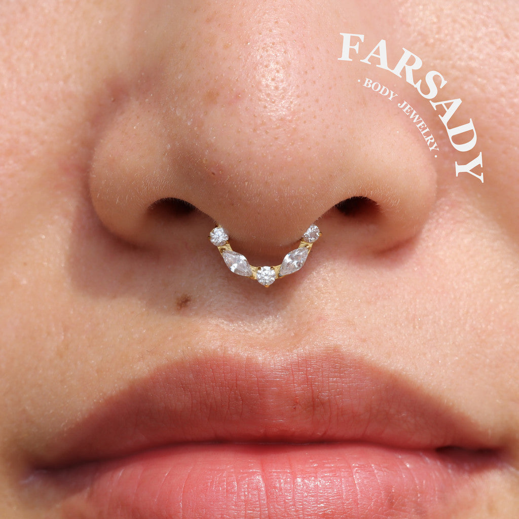 Elongate Bloom - ASTM F136 Titanium Hinged Clicker Hoop / Fits 16G Septum Ring Helix Conch Cartilage Earring