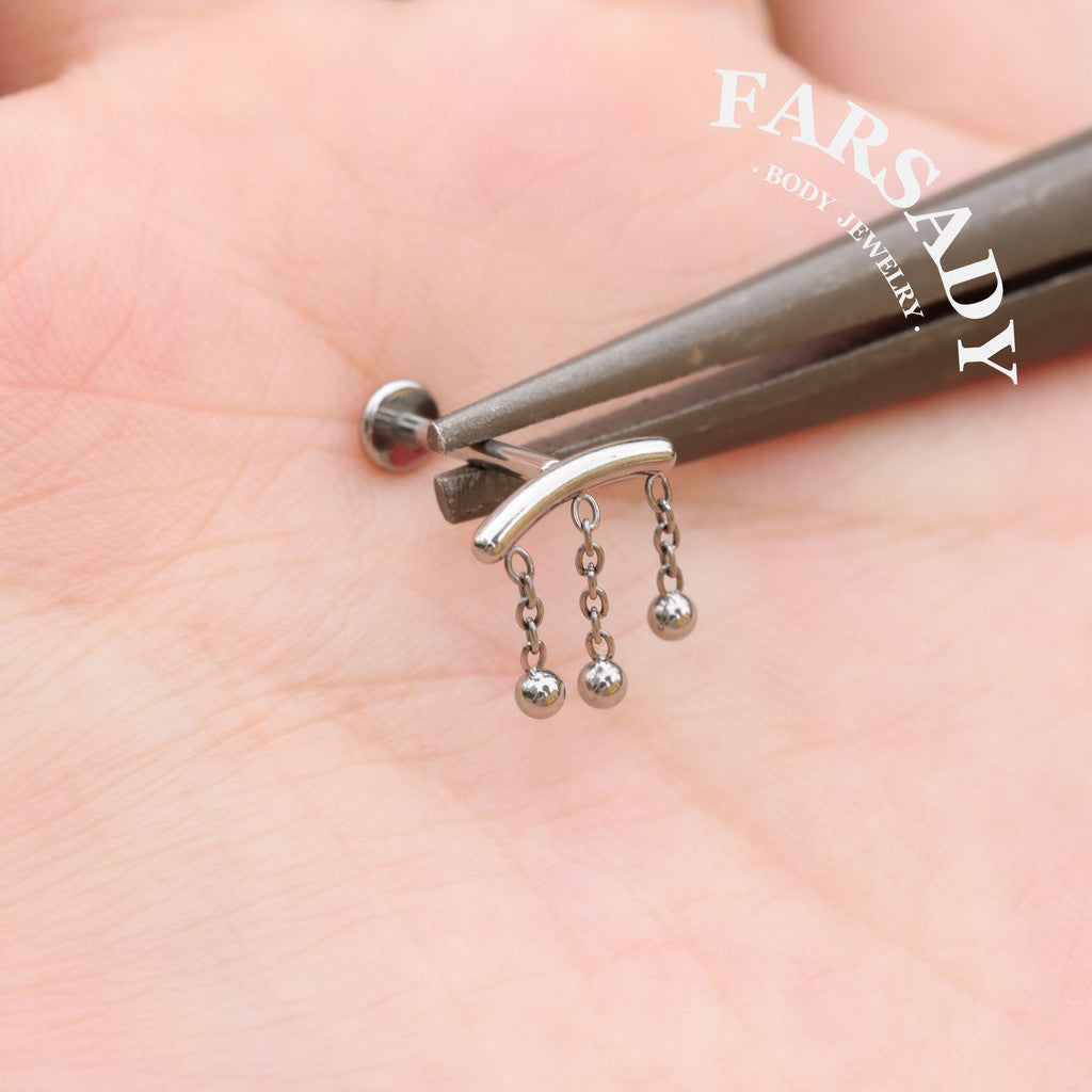Bead Cascade - F136 Titanium Internally Threaded Stud / Fits Cartilage Helix Tragus Lobe Piercing