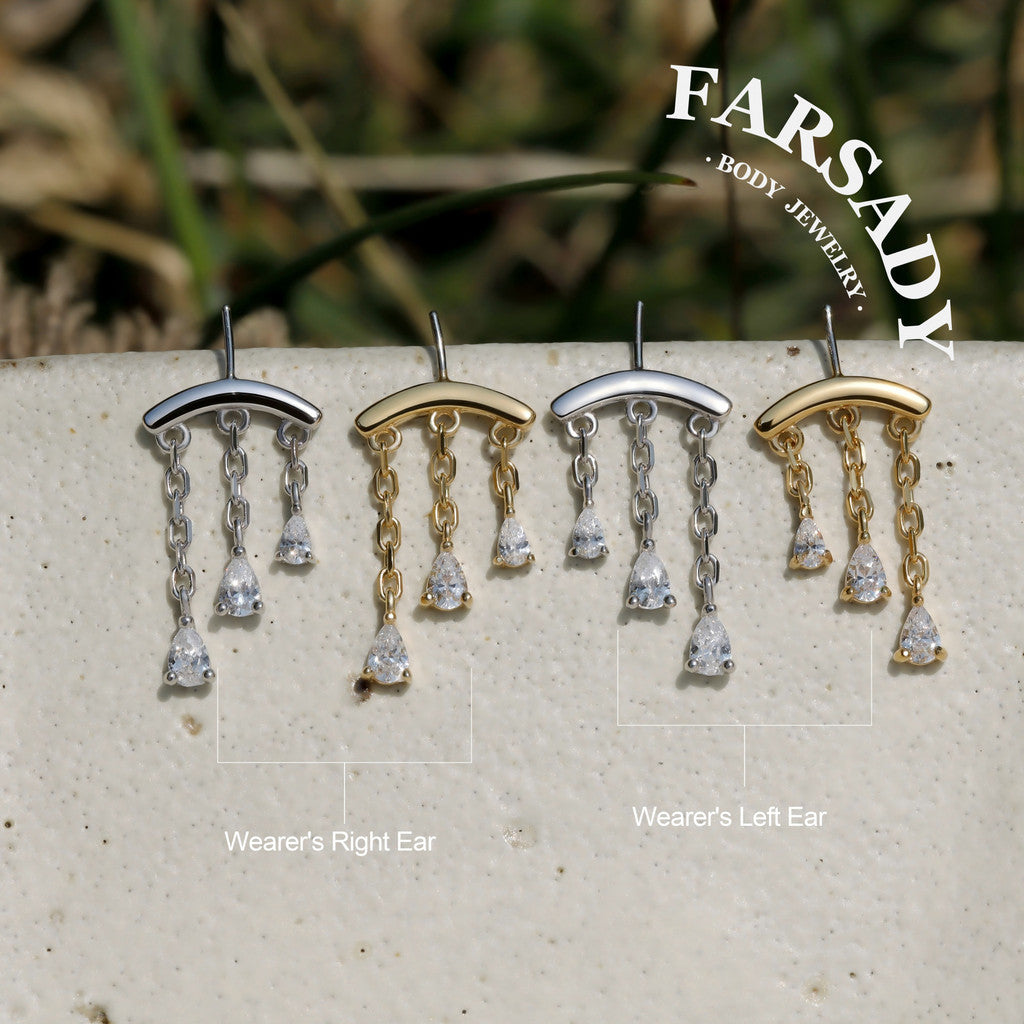 Triad Tear - Sterling Silver Push In Stud