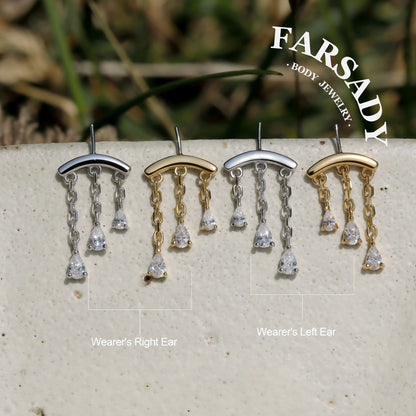 Triad Tear - Sterling Silver Push In Stud