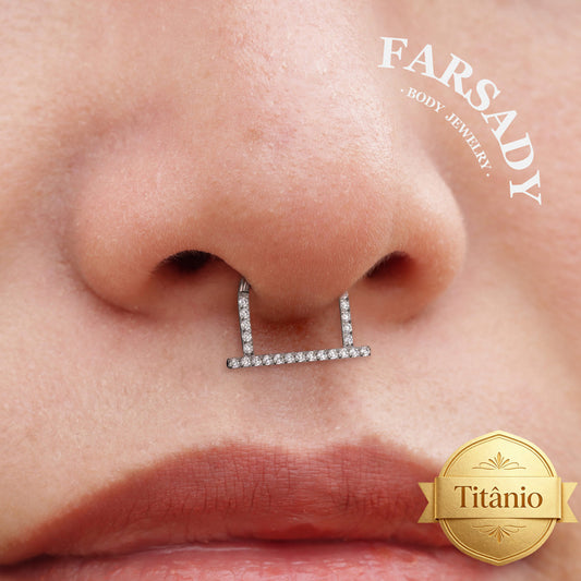 Titanium Implant Grade Septum Ring, Hinged Septum Hoop, 16G Septum Piercing Jewelry, U-shaped Septum Clicker, CZ Septum Hoop 8mm 10mm