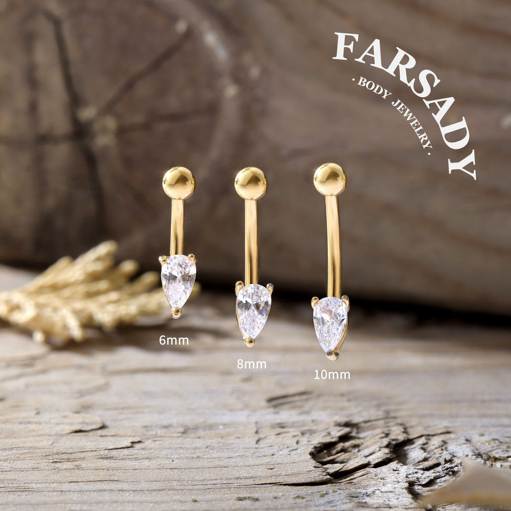 Dew Tear - 316L Clear CZ Curved Barbell / Fits 16G Rook Daith Earring Lip Eyebrow Cartilage Piercing