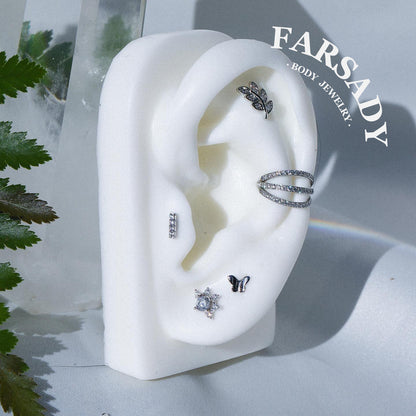 Triple Halo - F136 Titanium Hinged Clicker Hoop / Fits 16G Septum Ring Helix Conch Cartilage Earring