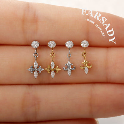 Lily Dangle - F136 Titanium Internally Threaded Stud / Fits Cartilage Helix Tragus Lobe Nostril Piercing