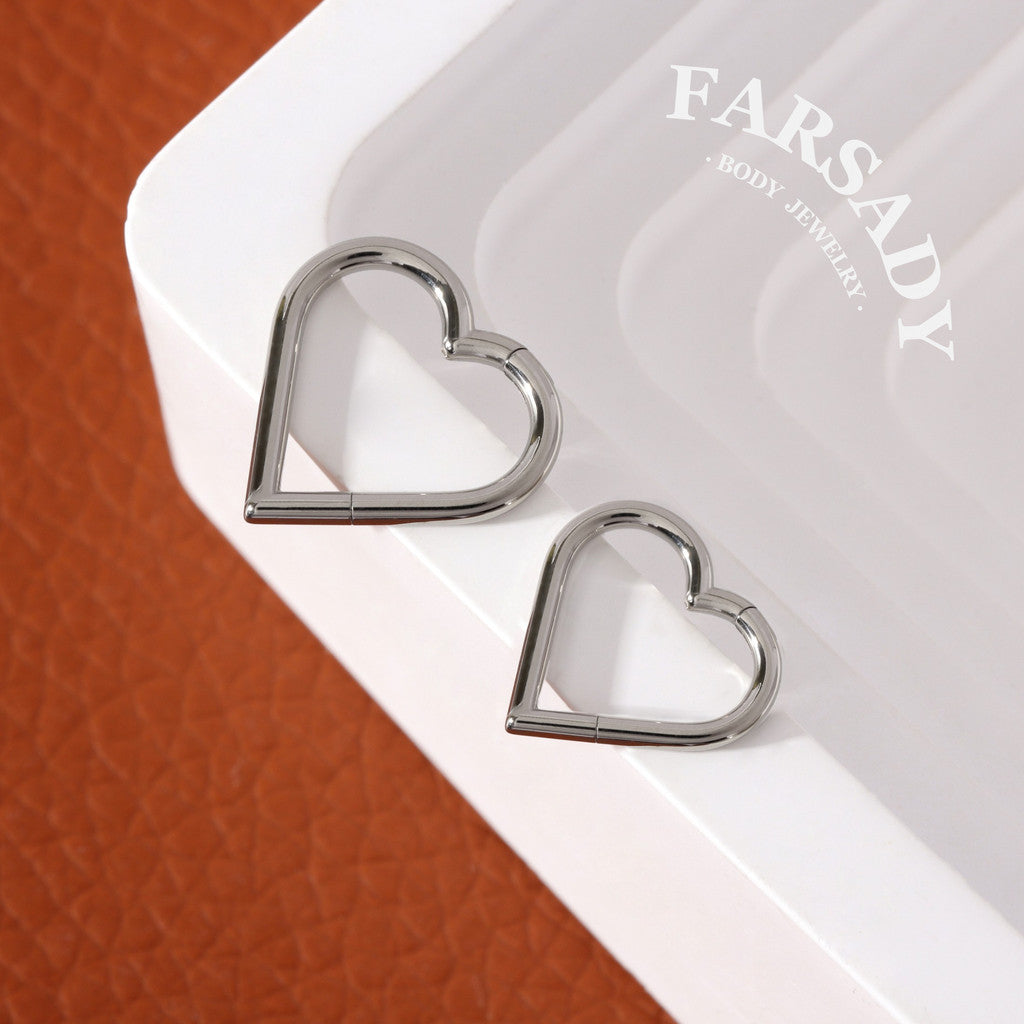 16G Titanium Heart Daith Earring, Hinged Clicker Hoop Gold Plated, Daith Piercing Jewelry, Helix Tragus Ring 1.2x8mm 10mm