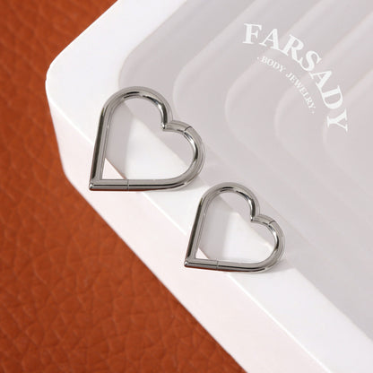 16G Titanium Heart Daith Earring, Hinged Clicker Hoop Gold Plated, Daith Piercing Jewelry, Helix Tragus Ring 1.2x8mm 10mm