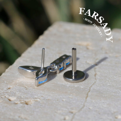 Azure Sprout - 925 Silver Threadless Stud / Fits Cartilage Helix Tragus Lobe Earring