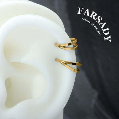 Twin Facet - F136 Titanium Hinged Clicker Hoop / Fits 16G Septum Ring Helix Conch Cartilage Earring