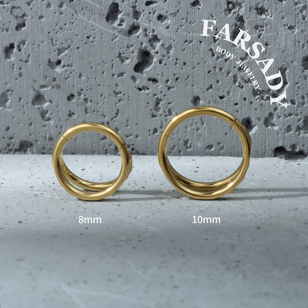 Twin Facet - F136 Titanium Hinged Clicker Hoop / Fits 16G Septum Ring Helix Conch Cartilage Earring