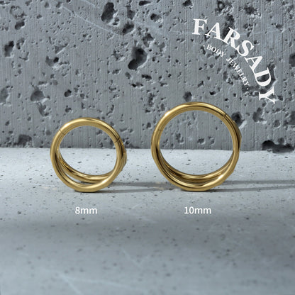 Twin Facet - F136 Titanium Hinged Clicker Hoop / Fits 16G Septum Ring Helix Conch Cartilage Earring