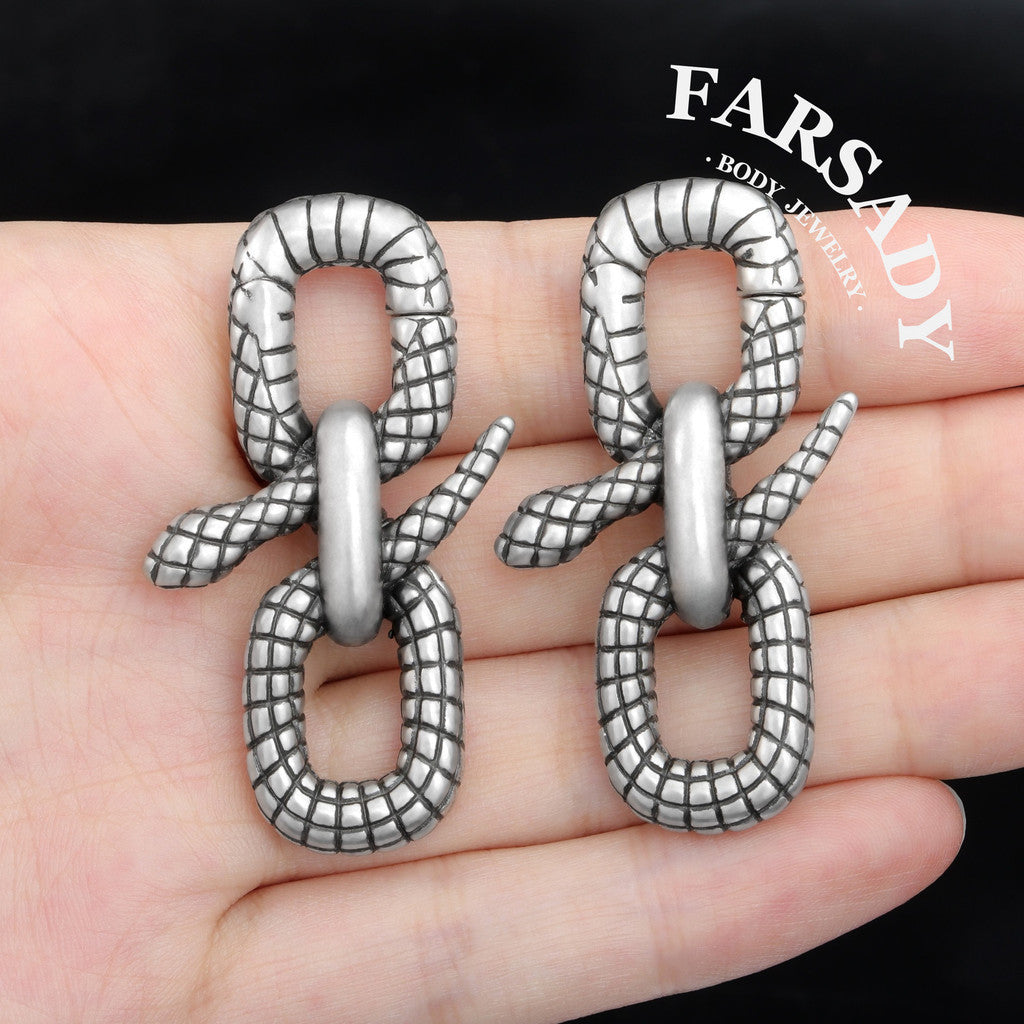 Serpens Volutus - 316L Magnetic Hinged Ear Weights / Fits 3G 2G Stretched Ear Lobes Tunnels Plugs