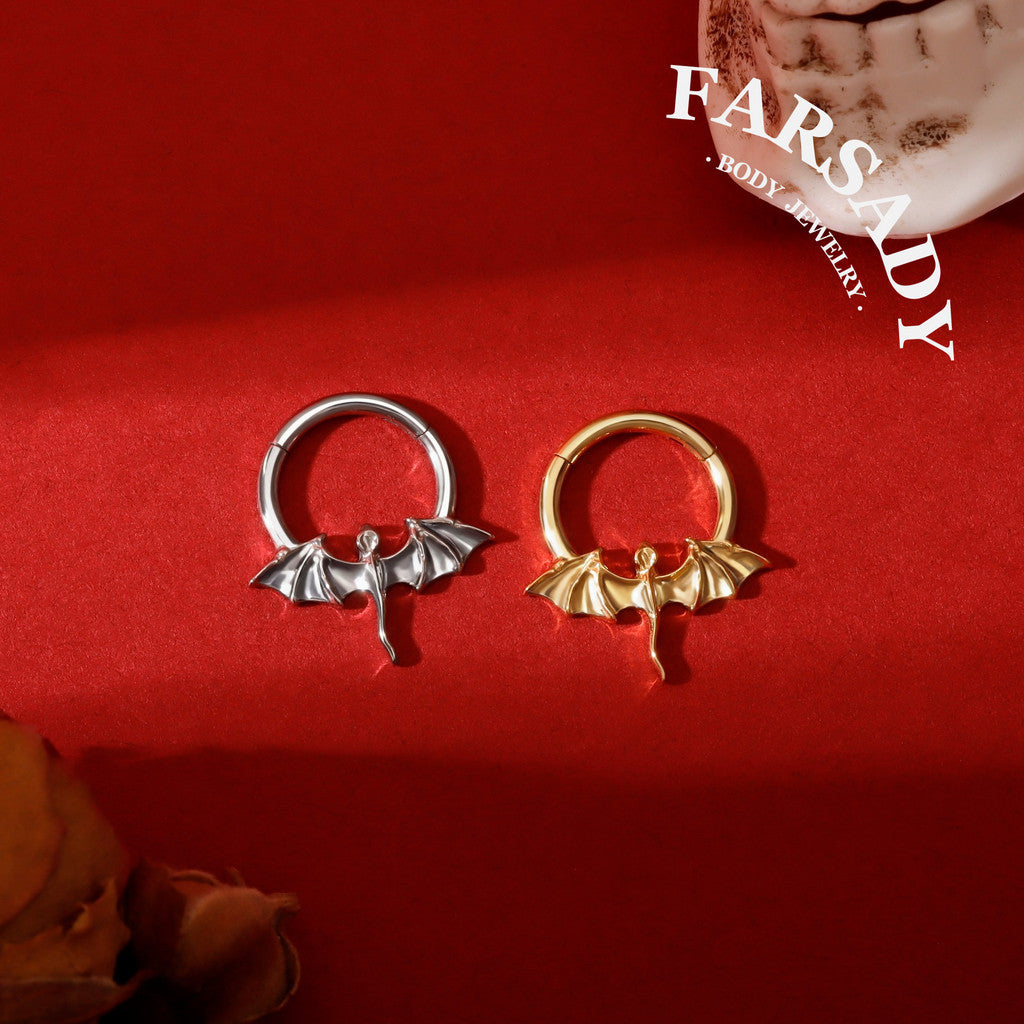 16G Titanium Romantasy Dragon Septum Nose Ring/ Implant Grade Titanium Daith Piercing Jewelry/ 16G Helix Tragus Conch Cartilage Hoop Earring