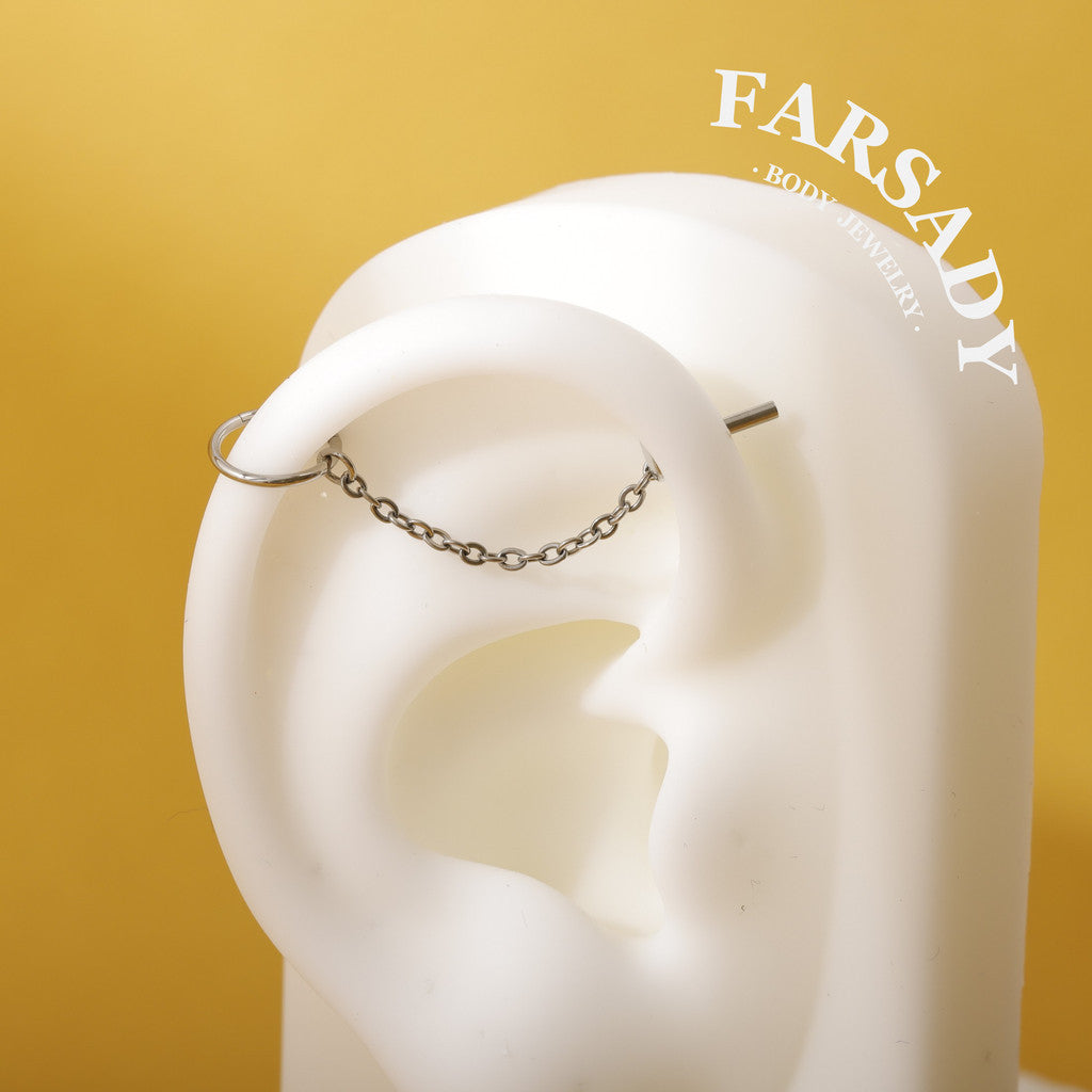Minimalist Titanium Chain Charm for Helix Tragus Conch Earrings | DIY Earring Accessory in Multiple Sizes