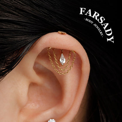 Mid Glint - F136 Titanium Threadless Stud / Fits Vertical Helix Hidden Rook Earring
