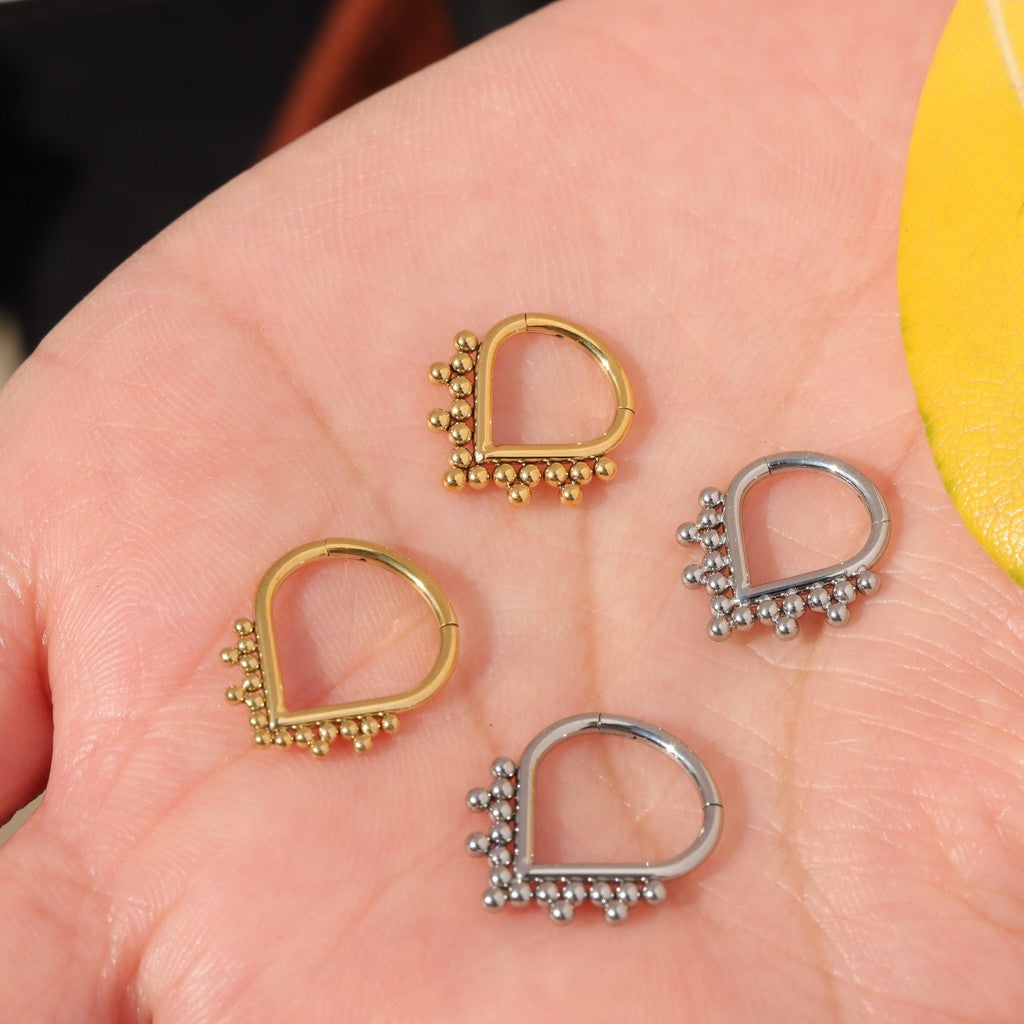Bead Teardrop - ASTM F136 Titanium Hinged Clicker Hoop / Fits 16G Septum Ring Helix Conch Cartilage Earring