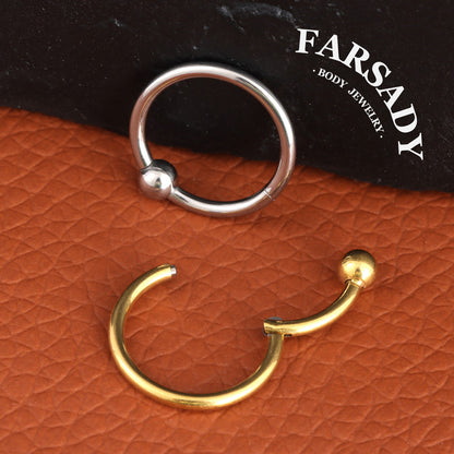 Orb Loop - ASTM F136 Titanium Hinged Clicker Hoop / Fits 16G Septum Ring Helix Conch Cartilage Earring